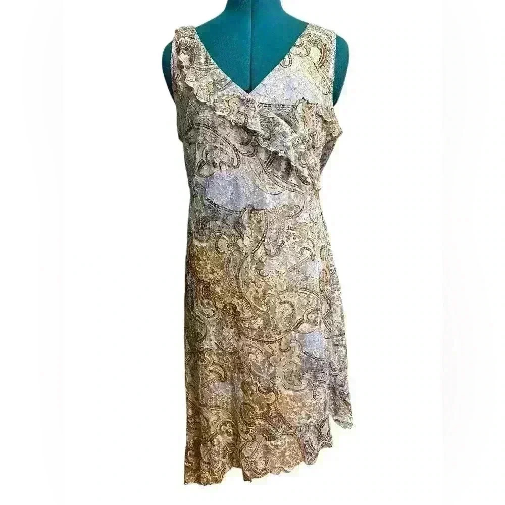 Giorgio Fiorlini Dress Vintage Y2K Lace Asymmetric V-Neck Slip Medium